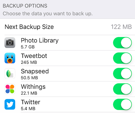 Remove app caches from iCloud backup