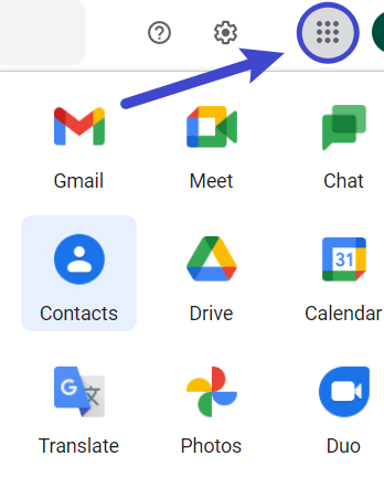 Click this icon to access Google Contacts